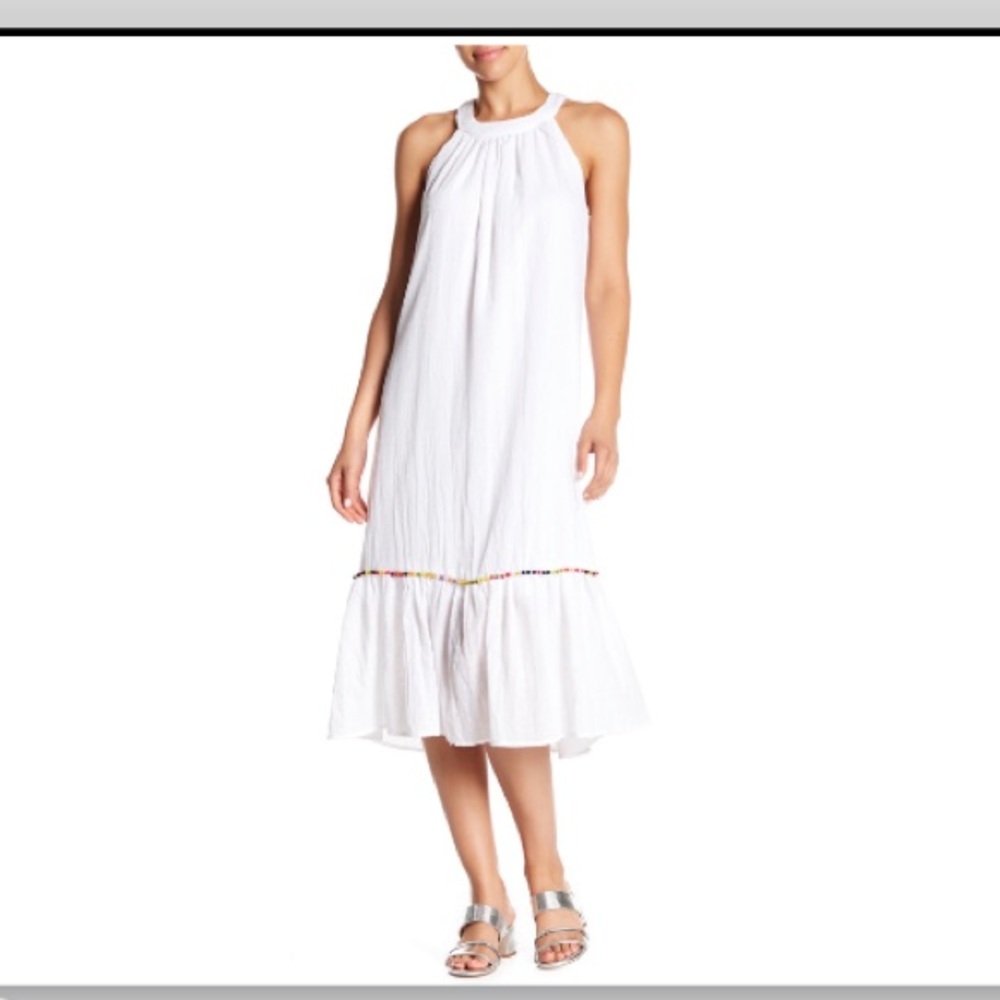 Superfoxx White Pom Pom Maxi Dress sz XS